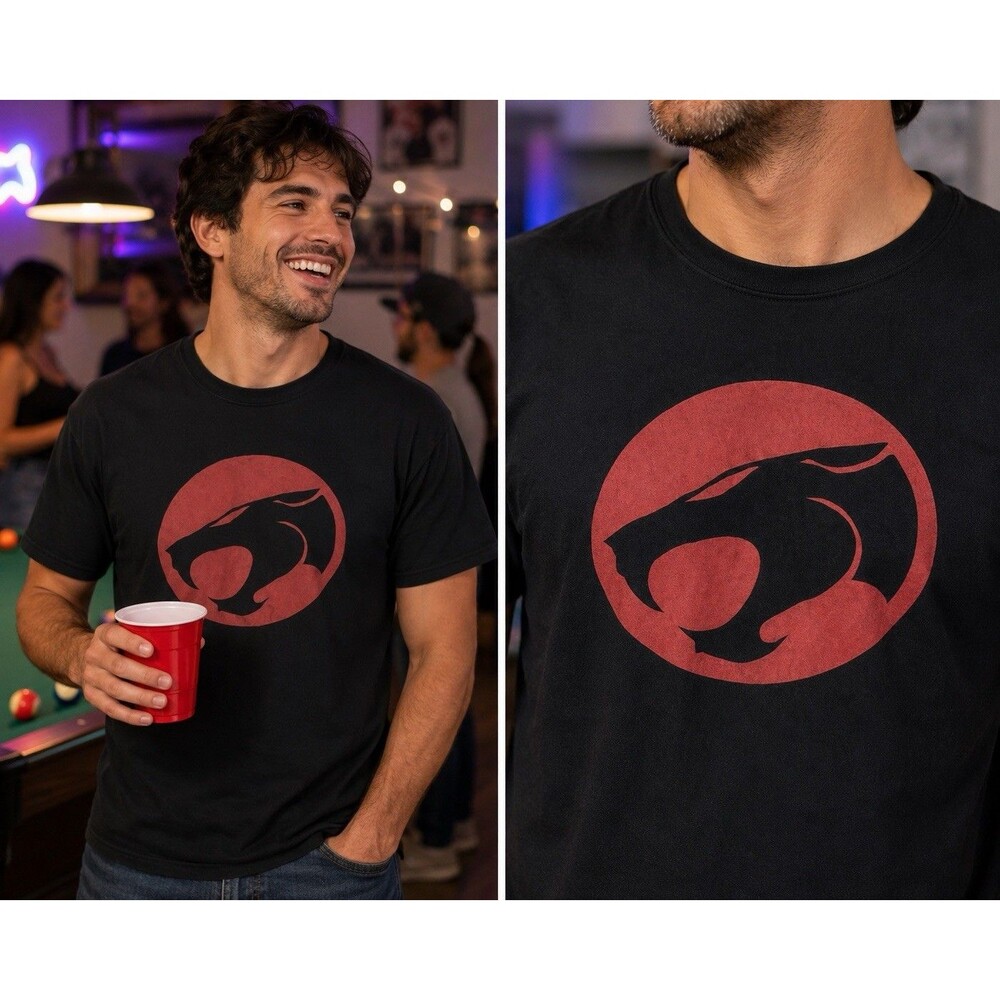 ThunderCats Logo Graphic T-Shirt Unisex XL Black 100% Cotton Warner Bros Tee VTG